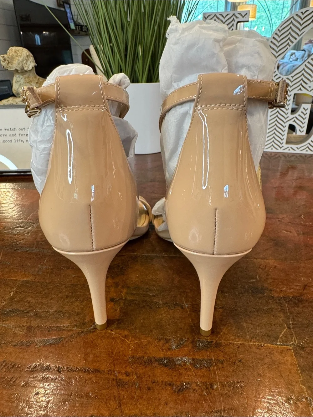 Michael Kors Nude Patent Strappy High Heel Sandals - Picture 6 of 7